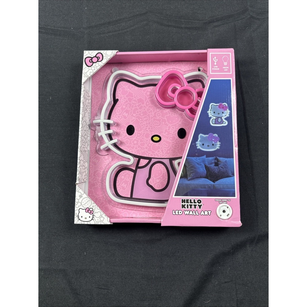 Sanrio Hello Kitty Neon LED Wall Art USB Powered Sitting Pink Bow NEW